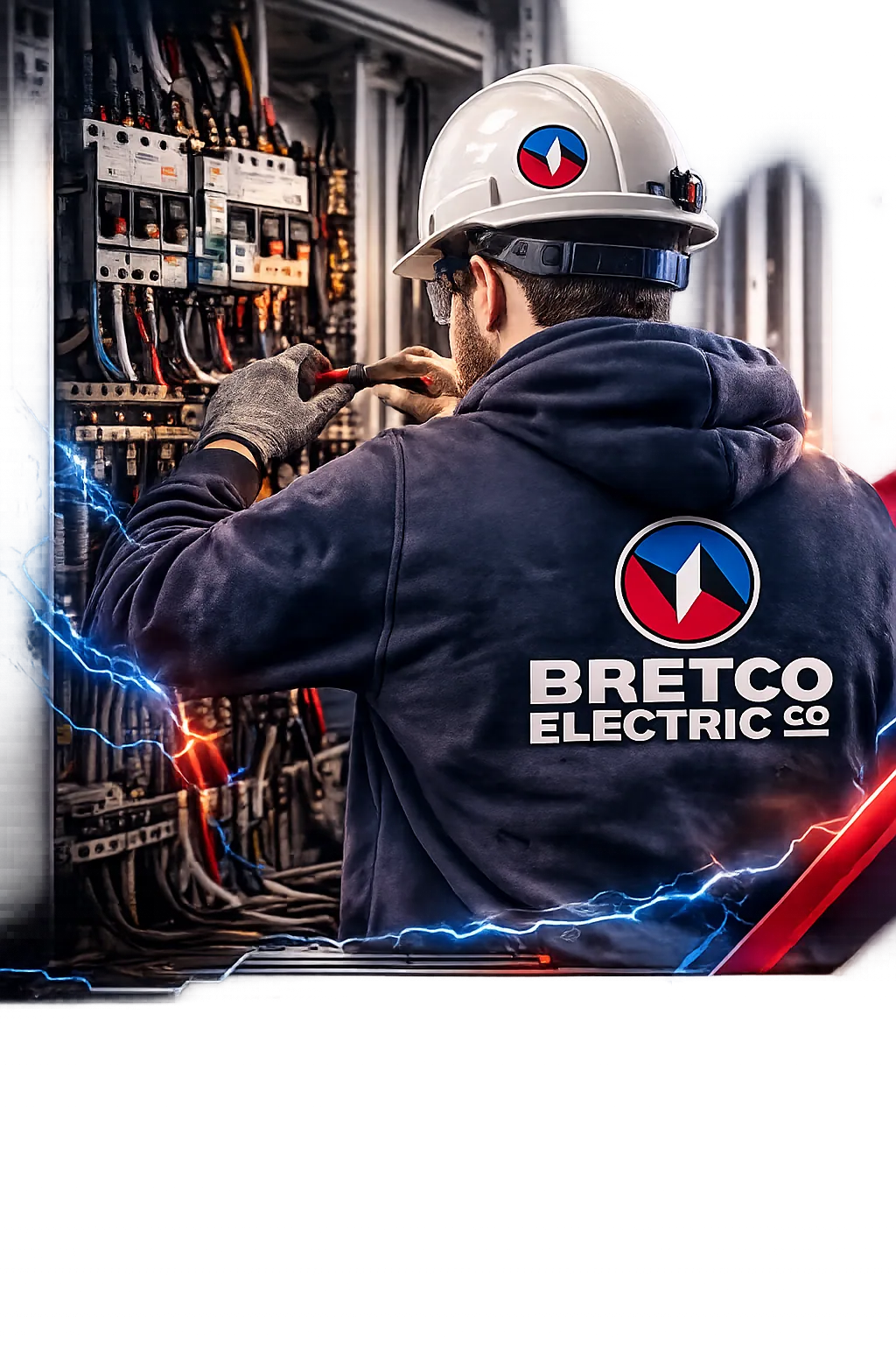 Bretco Electric branded hoodie electrician panel winston sal.9192b5b5